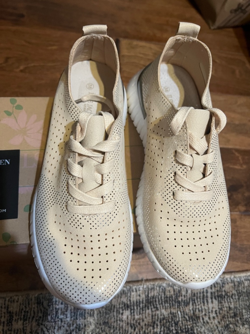 Ilse Jacobsen Cream Perforated Platform Sneakers